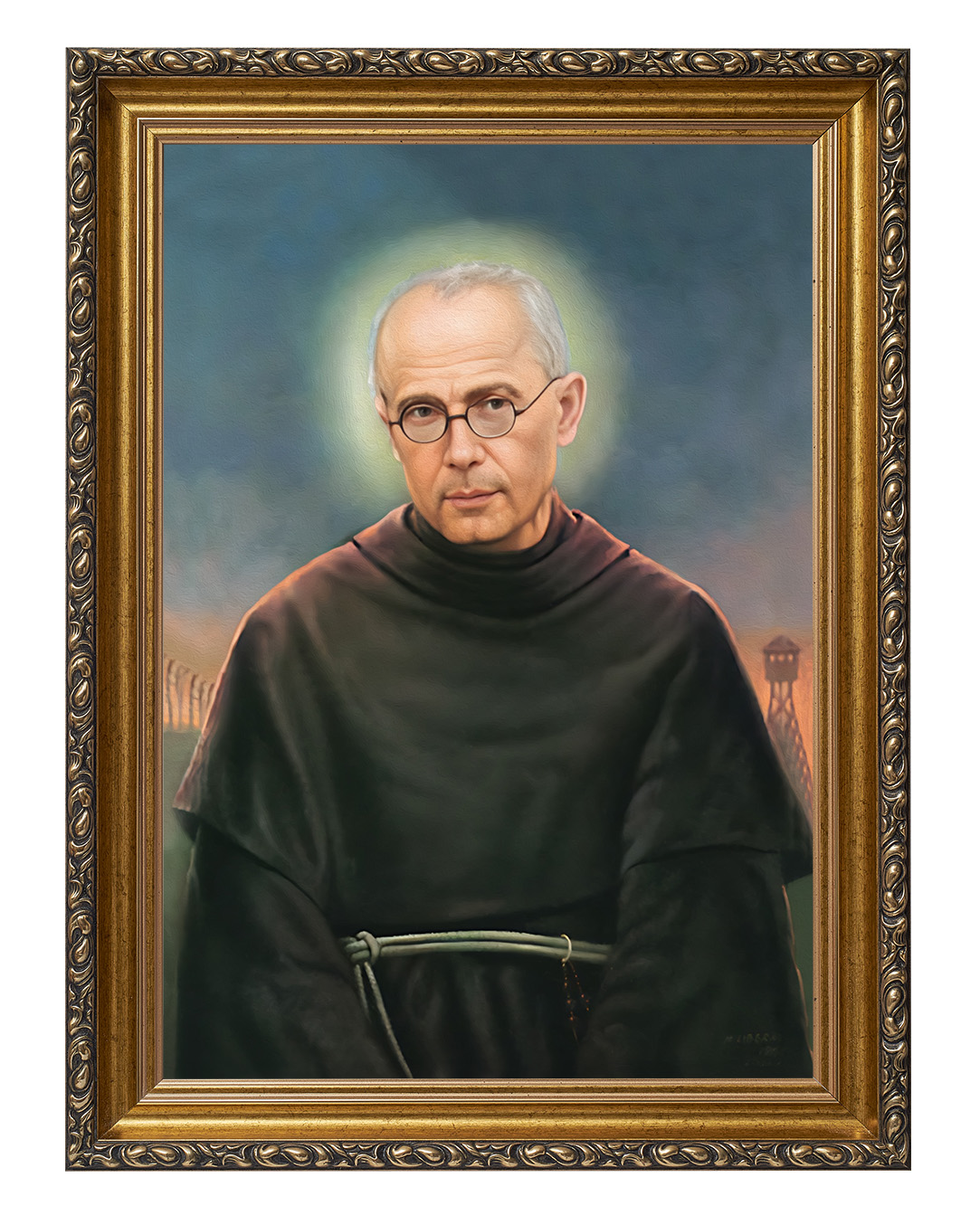 Obraz w rozmiarze 50x70 cm oprawiony w ramę G w kolorze złotym. Szerokość ramy ok. 6 cm.