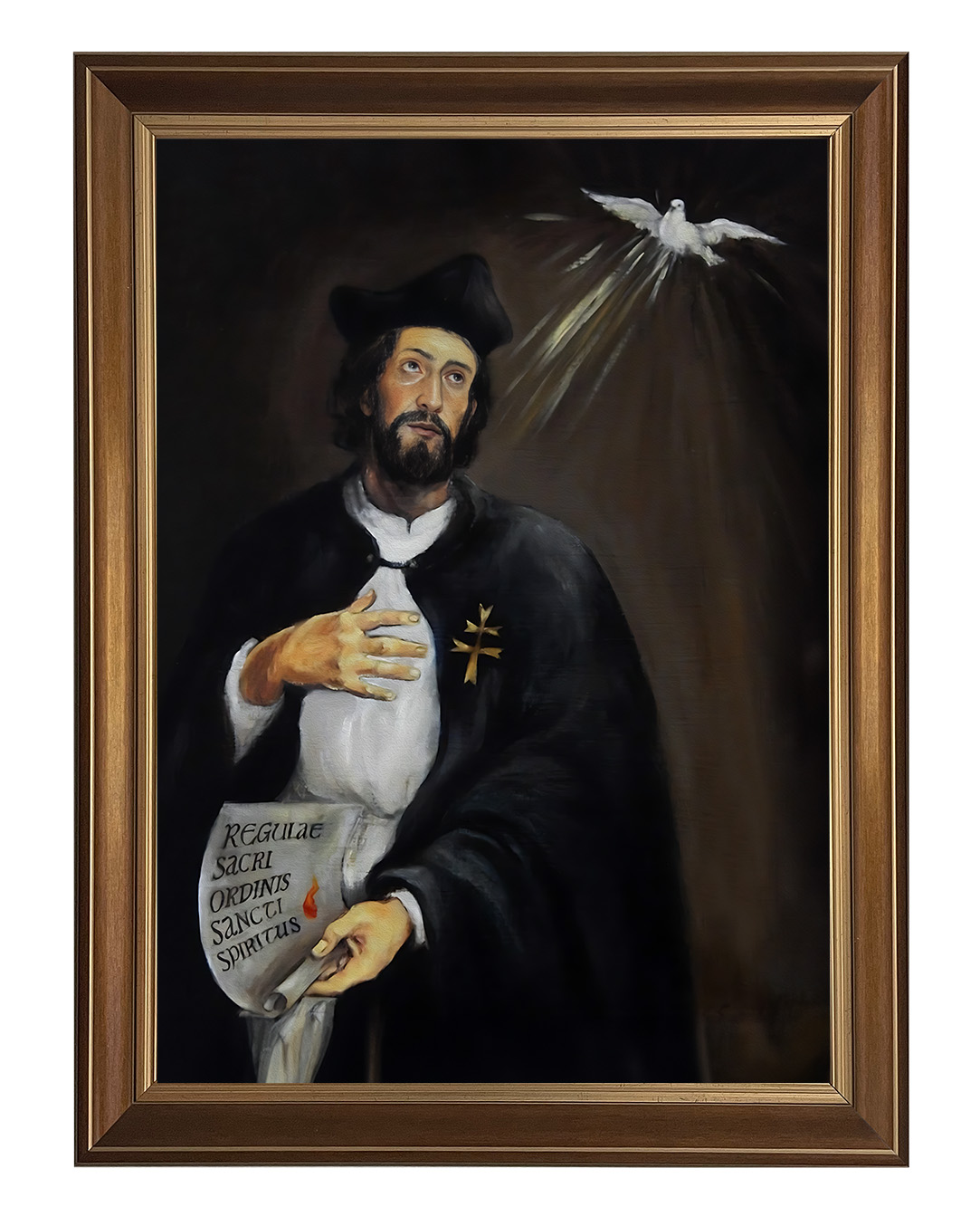 Obraz w rozmiarze 50x70 cm oprawiony w ramę D. Szerokość ramy ok. 5 cm.