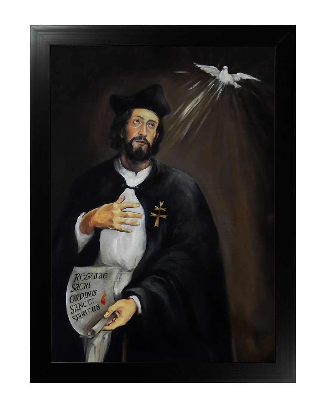 Obraz w rozmiarze 50x70 cm oprawiony w ramę E w kolorze czarnym. Szerokość ramy ok. 4,5 cm.