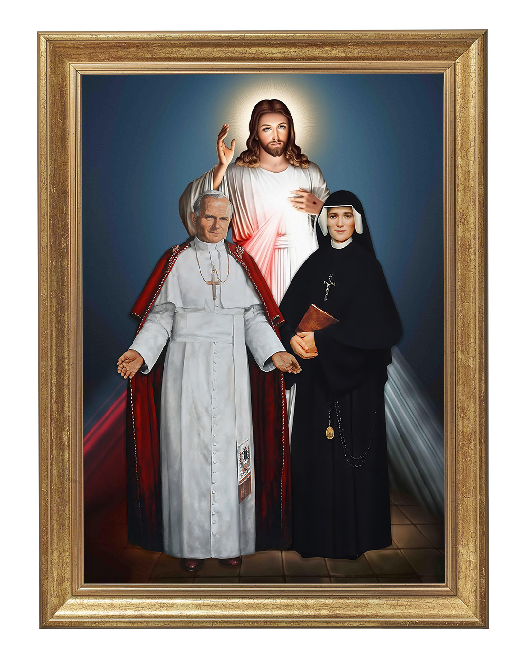Obraz w rozmiarze 50x70 cm oprawiony w ramę B. Szerokość ramy ok. 5 cm.