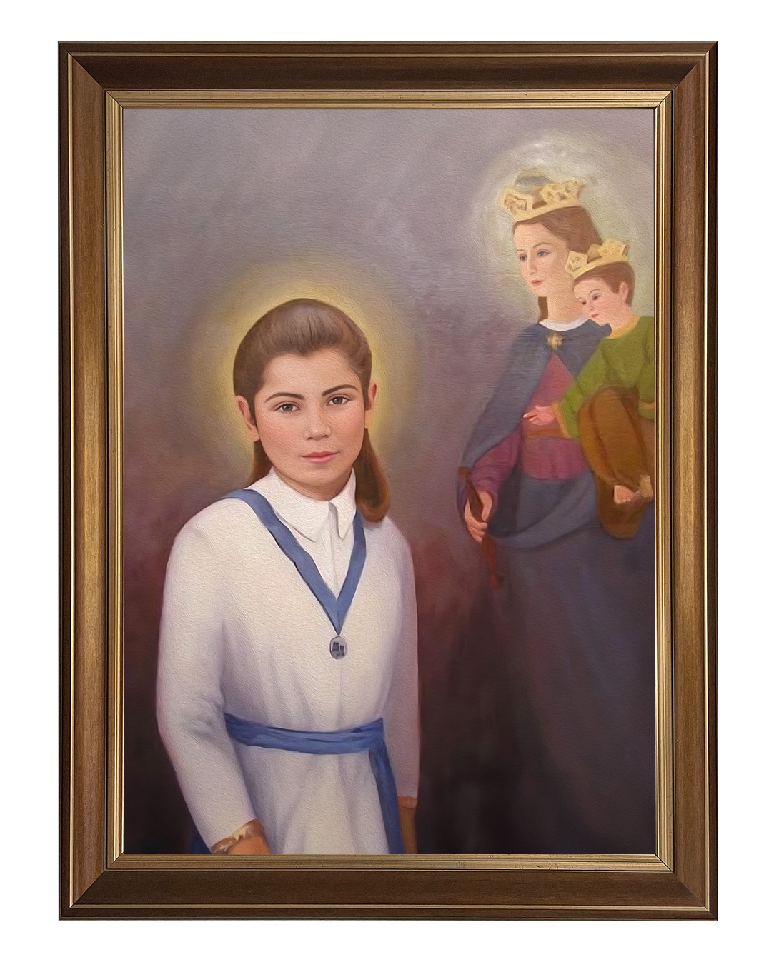 Obraz w rozmiarze 50x70 cm oprawiony w ramę D. Szerokość ramy ok. 5 cm.