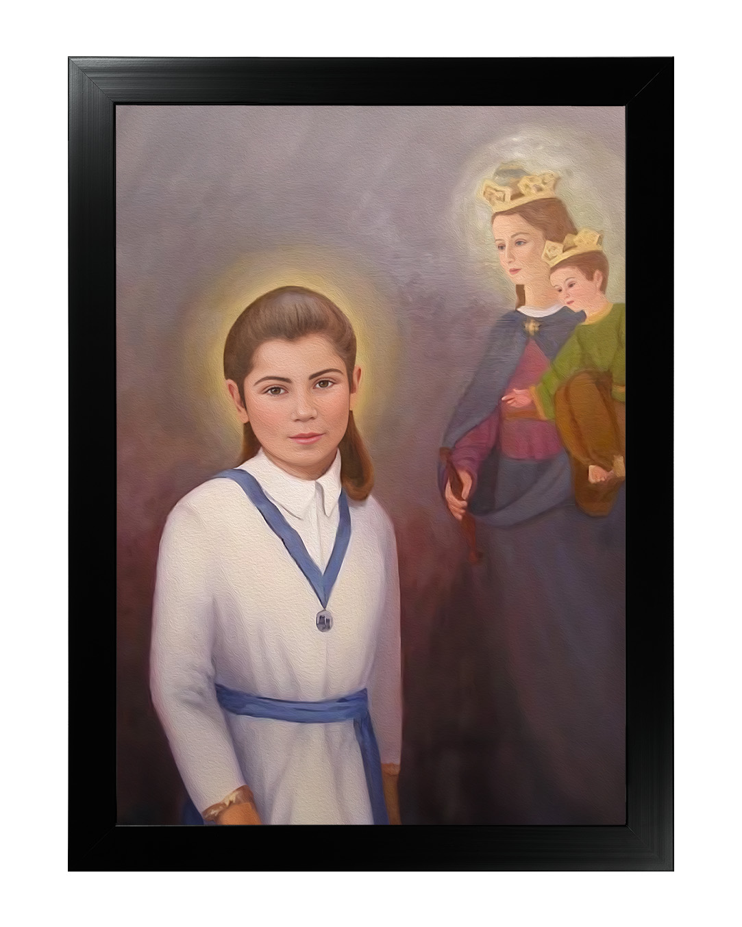 Obraz w rozmiarze 50x70 cm oprawiony w ramę E w kolorze czarnym. Szerokość ramy ok. 4,5 cm.