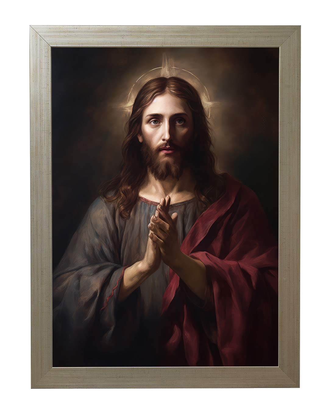 Obraz w rozmiarze 50x70 cm oprawiony w ramę złotym. Szerokość ramy ok. 4,5 cm.