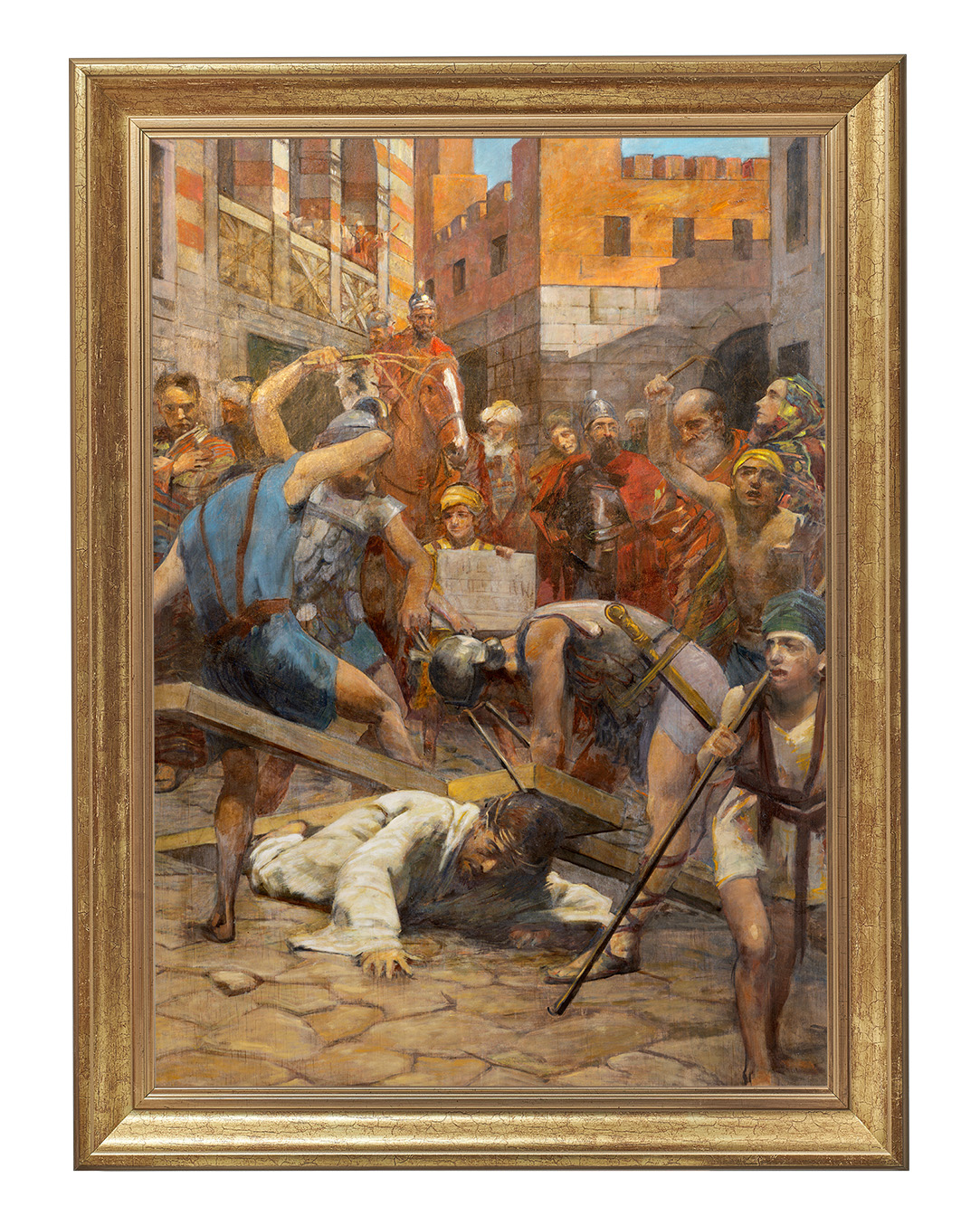 Obraz w rozmiarze 50x70 cm oprawiony w ramę B. Szerokość ramy ok. 5 cm.