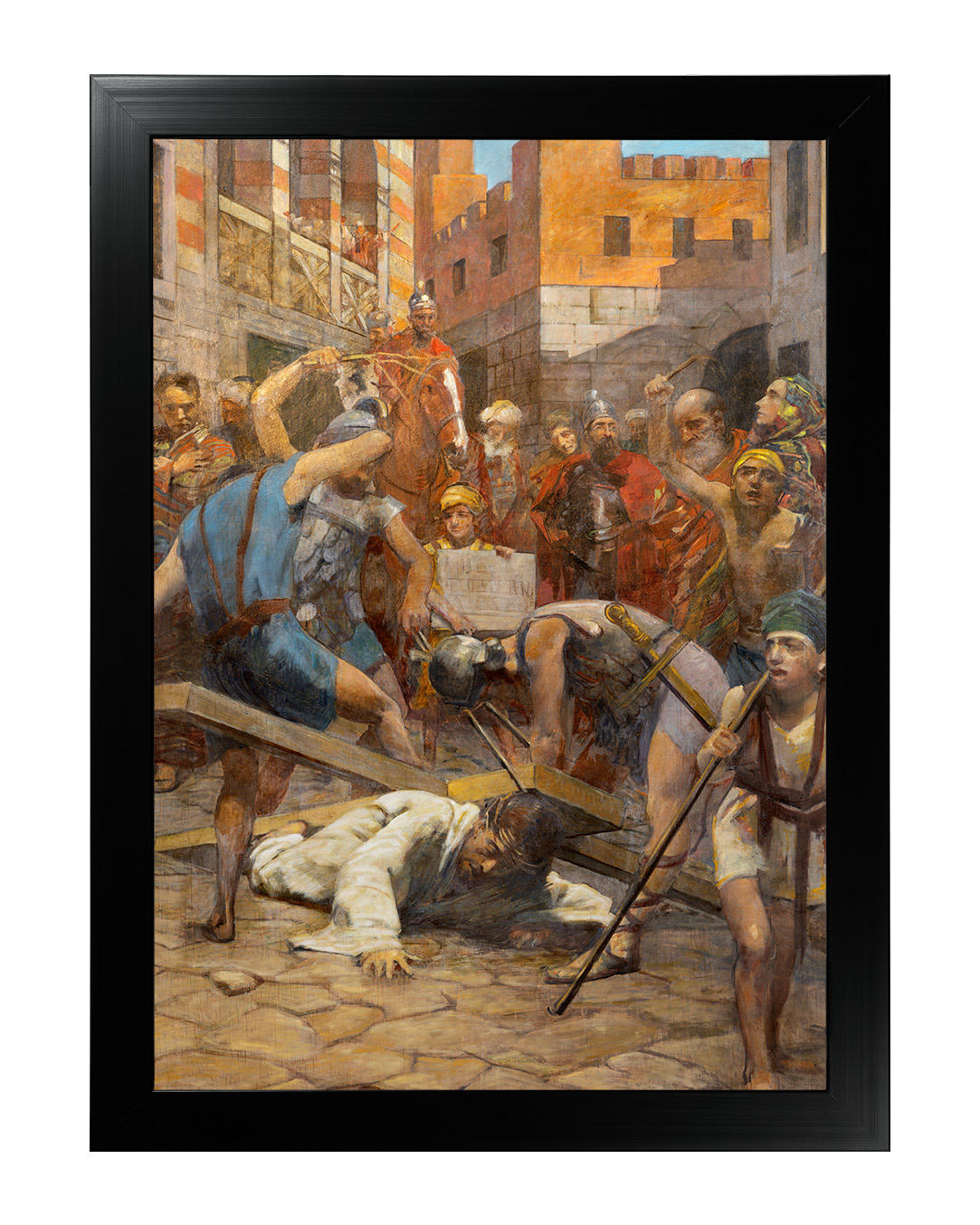 Obraz w rozmiarze 50x70 cm oprawiony w ramę E w kolorze czarnym. Szerokość ramy ok. 4,5 cm.