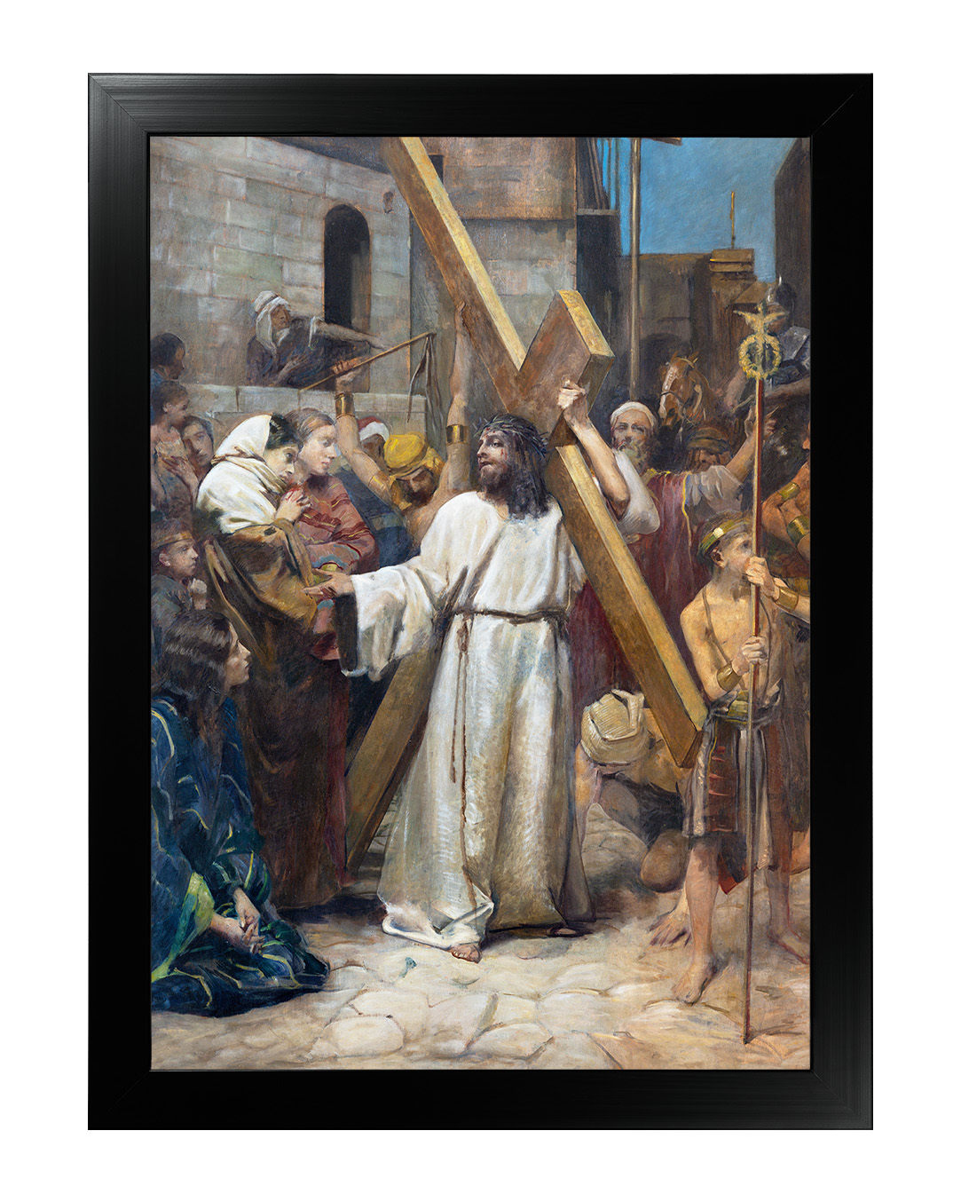 Obraz w rozmiarze 50x70 cm oprawiony w ramę E w kolorze czarnym. Szerokość ramy ok. 4,5 cm.