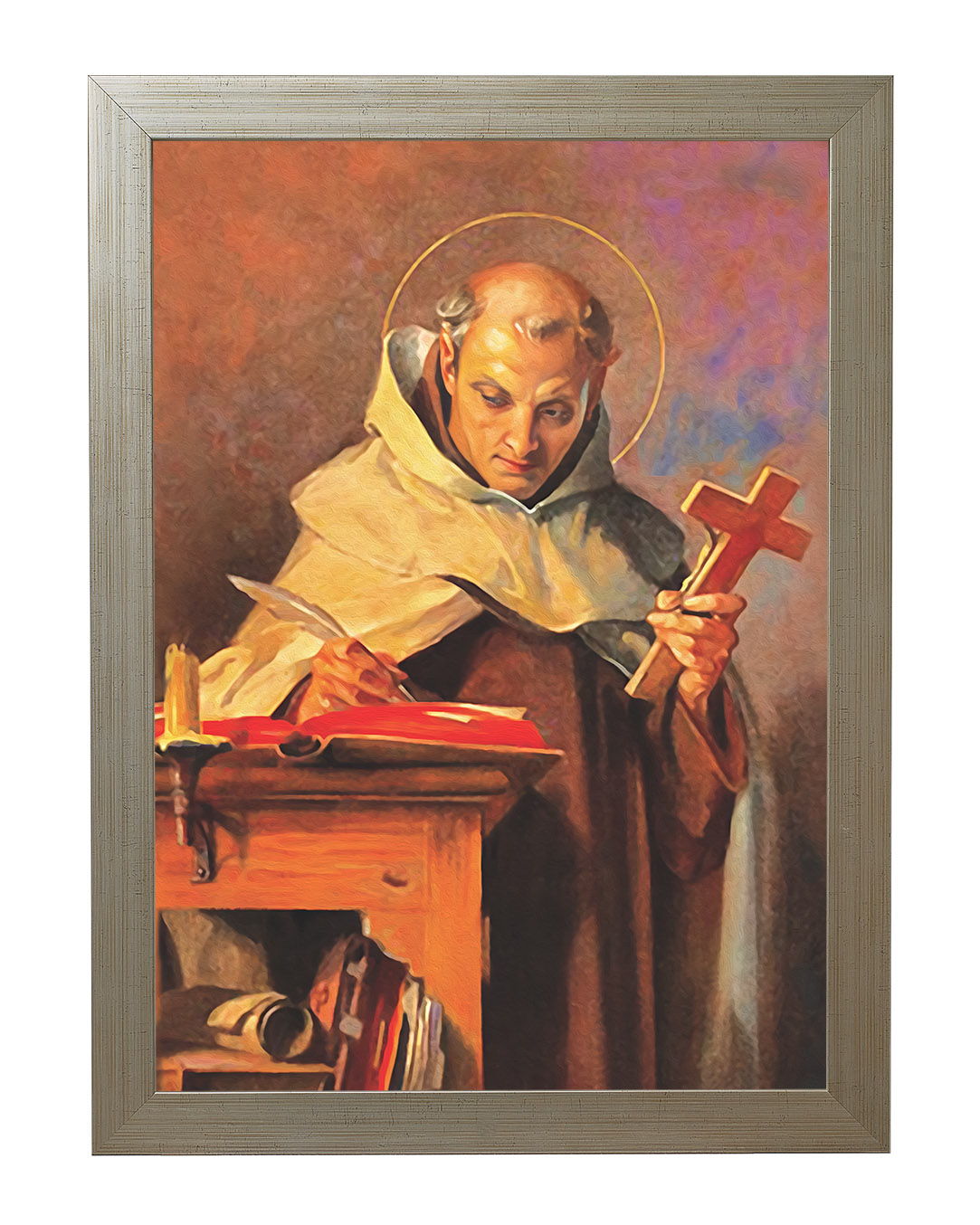 Obraz w rozmiarze 50x70 cm oprawiony w ramę E w kolorze złotym. Szerokość ramy: 4,5 cm.