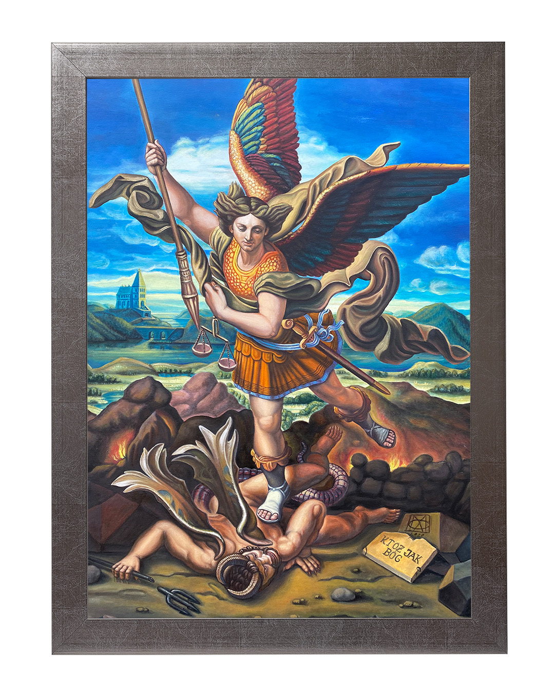 Obraz w rozmiarze 50x70 cm oprawiony w ramę E w kolorze srebrnym. Szerokość ramy: 4,5 cm.