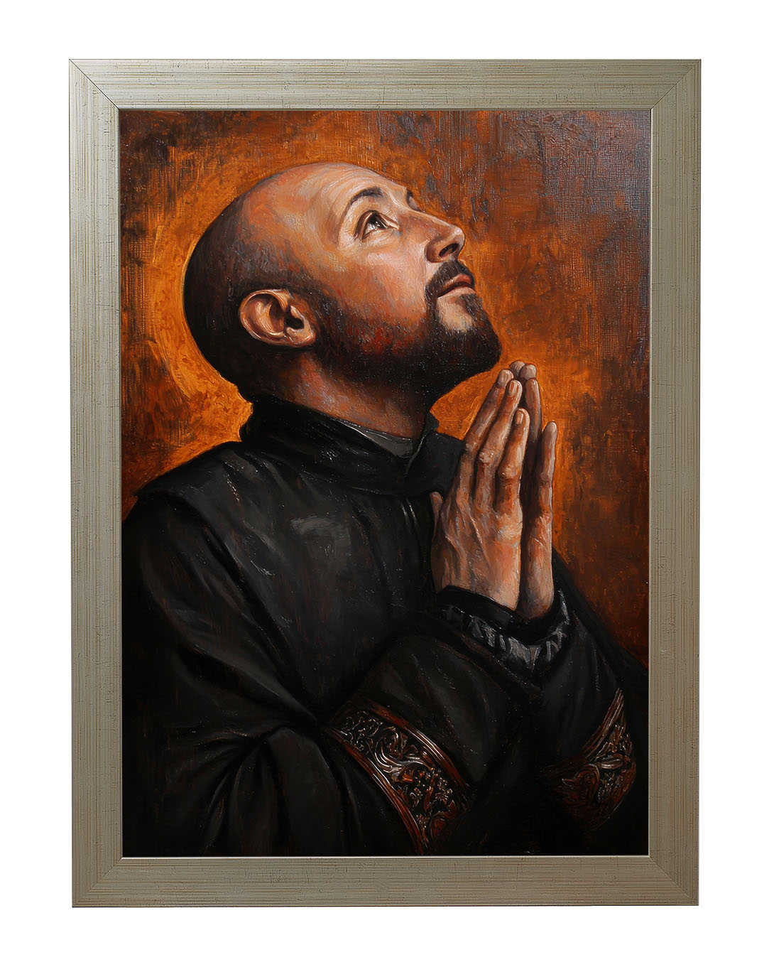 Obraz w rozmiarze 50x70 cm oprawiony w ramę E w kolorze złotym. Szerokość ramy: 4,5 cm.