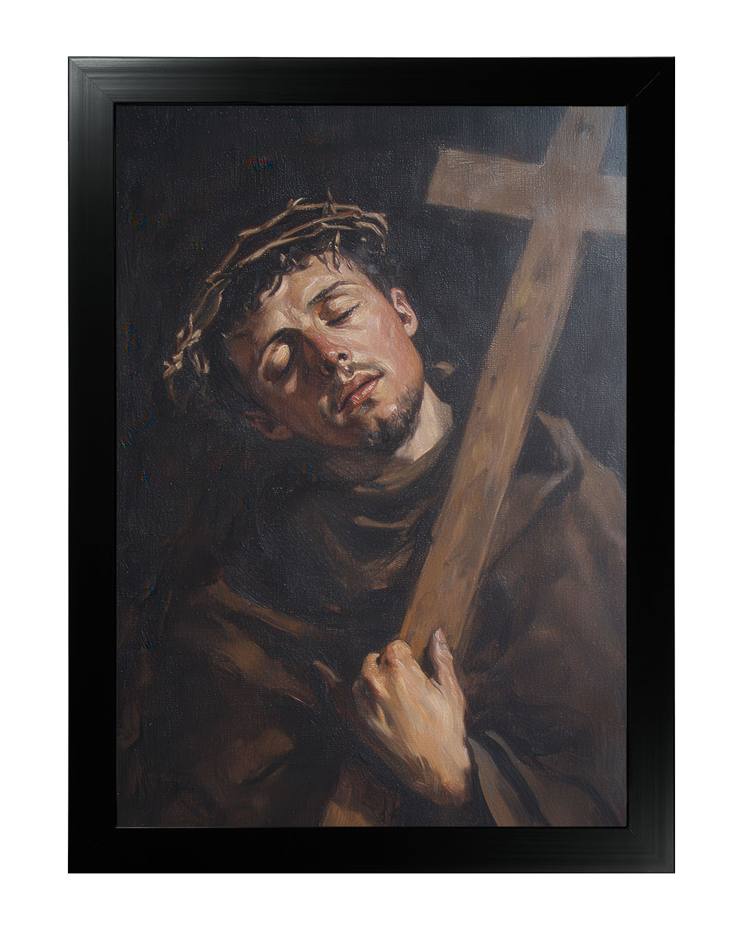 Obraz w rozmiarze 50x70 cm oprawiony w ramę E w kolorze czarnym. Szerokość ramy: 4,5 cm.