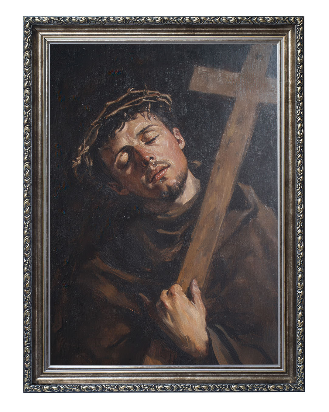 Obraz w rozmiarze 50x70 cm oprawiony w ramę G w kolorze srebrnym. Szerokość ramy: 6 cm.