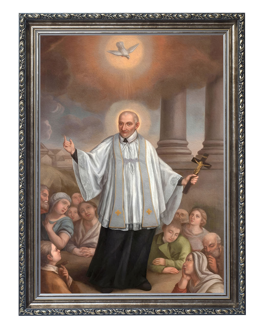 Obraz w rozmiarze 50x70 cm oprawiony w ramę G w kolorze srebrnym. Szerokość ramy: 6 cm.