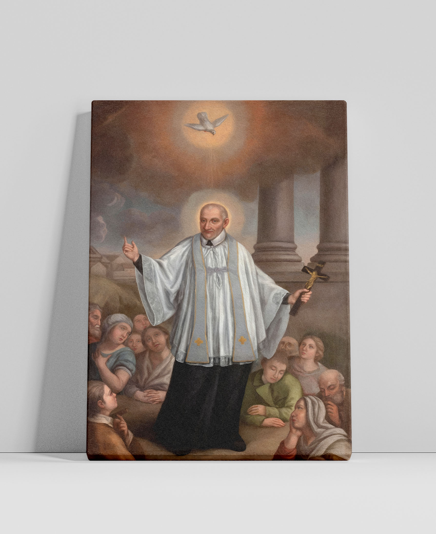 Obraz na płótnie z wizerunkiem Świętego Wincentego Paulo.