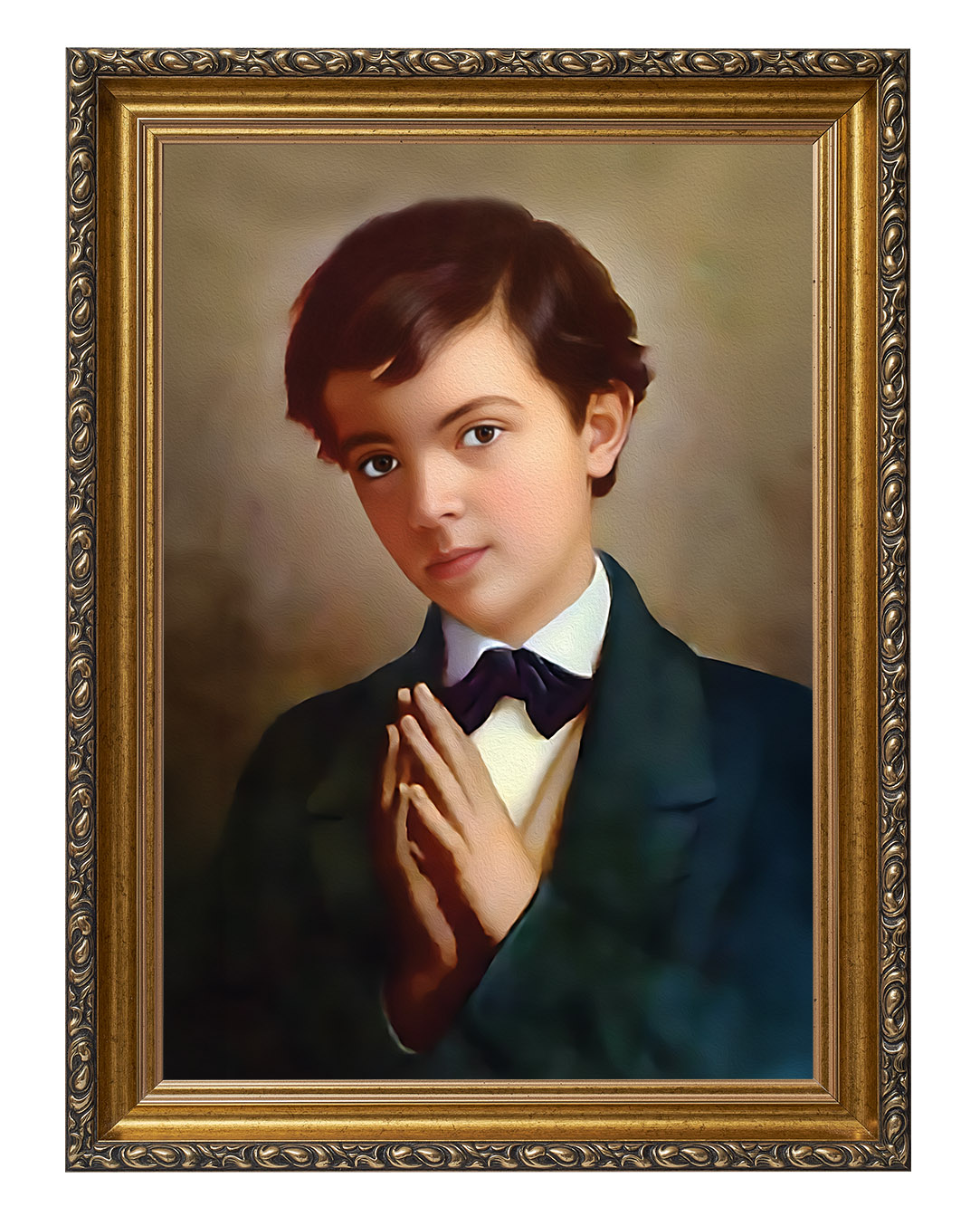 Obraz w rozmiarze 50x70 cm oprawiony w ramę G w kolorze złotym. Szerokość ramy: 6 cm.