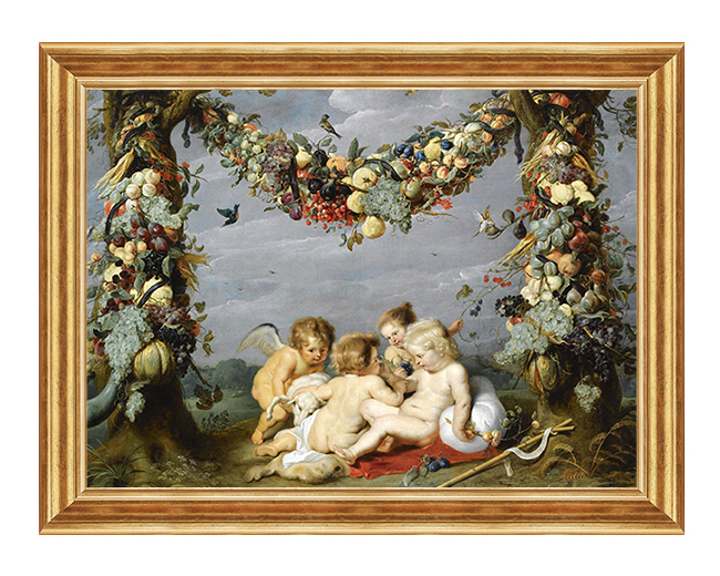 Aniołki bawiące się z Jezusem i Janem Chrzcicielem - 112 - Obraz religijny