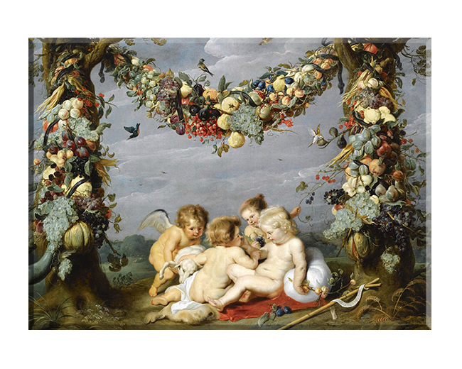 Aniołki bawiące się z Jezusem i Janem Chrzcicielem - 112 - Obraz religijny