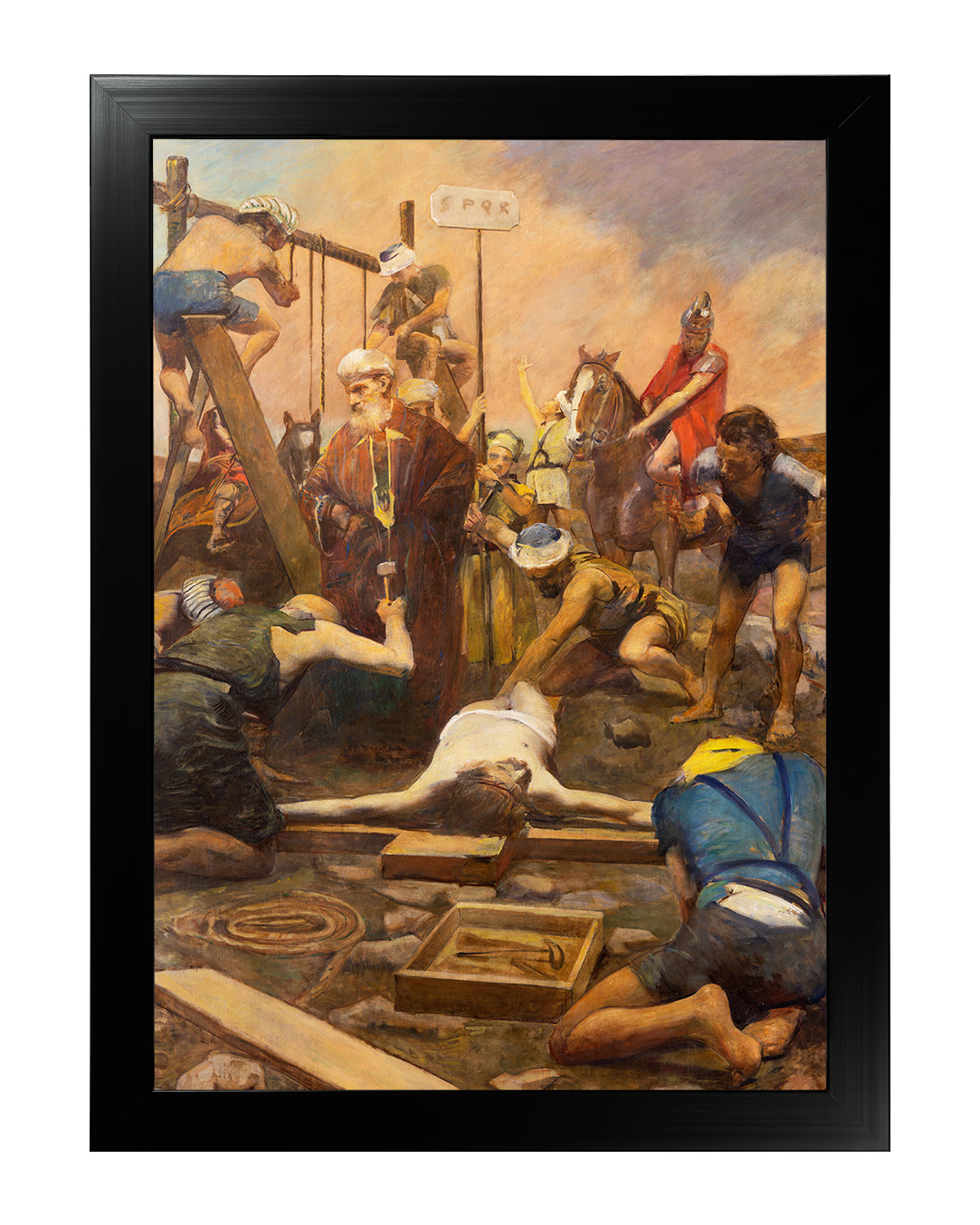 Obraz w rozmiarze 50x70 cm oprawiony w ramę E w kolorze czarnym. Szerokość ramy ok. 4,5 cm.