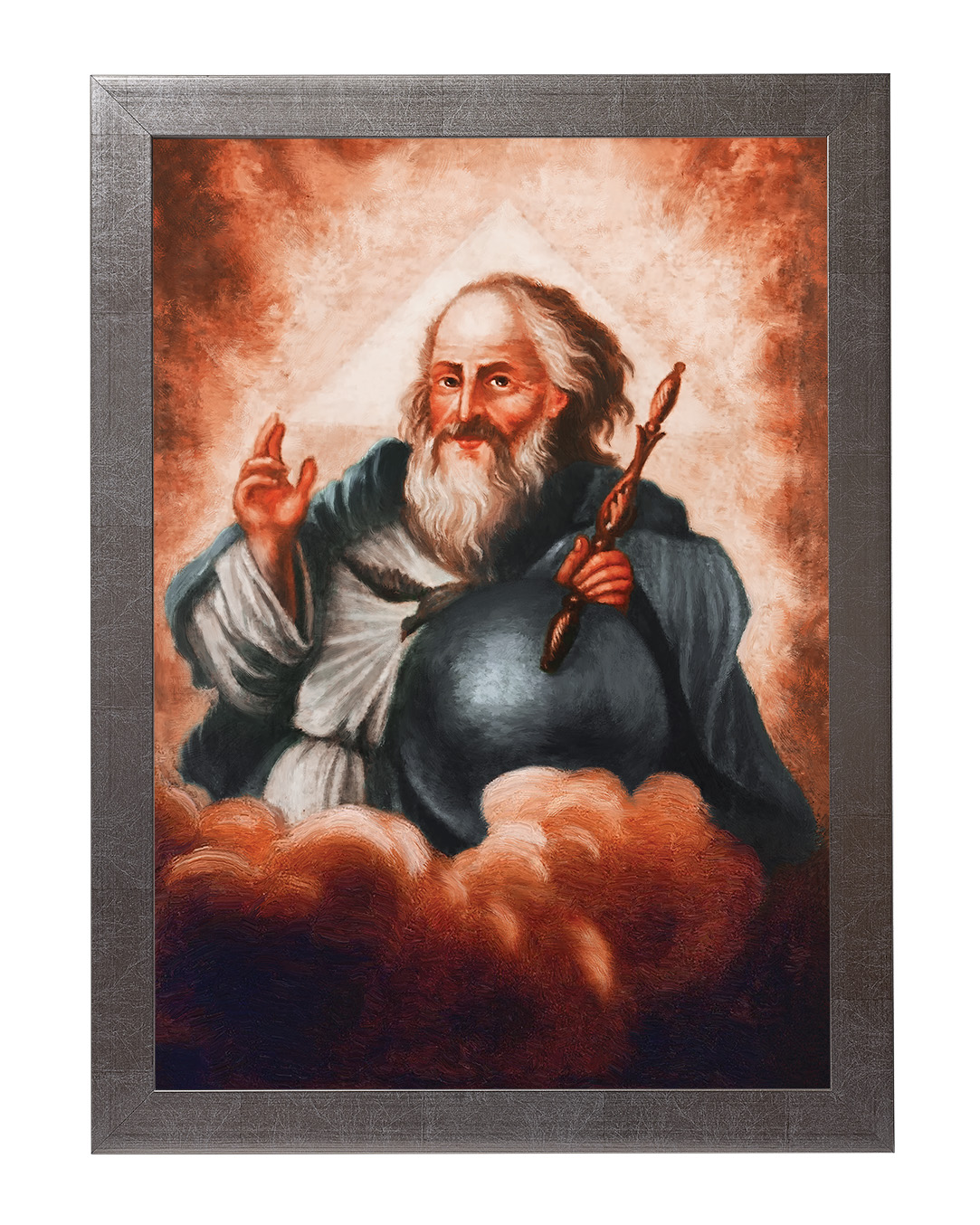 Obraz w rozmiarze 50x70 cm oprawiony w ramę E w kolorze srebrnym. Szerokość ramy: 4,5 cm.