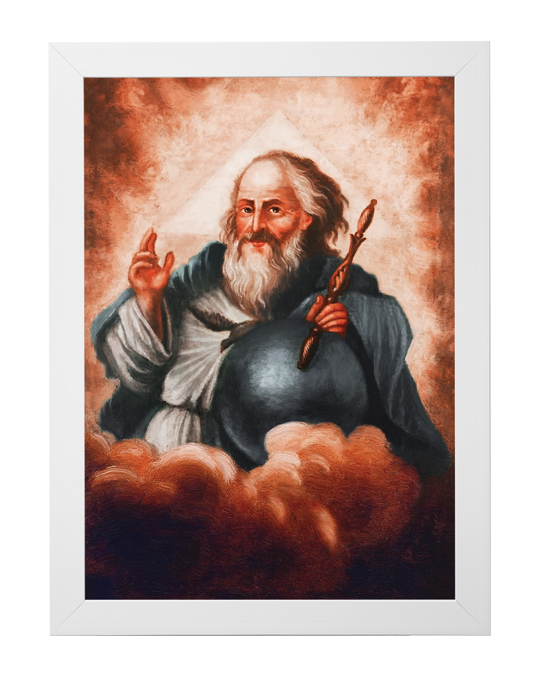 Obraz w rozmiarze 50x70 cm oprawiony w ramę E w kolorze białym. Szerokość ramy: 4,5 cm.