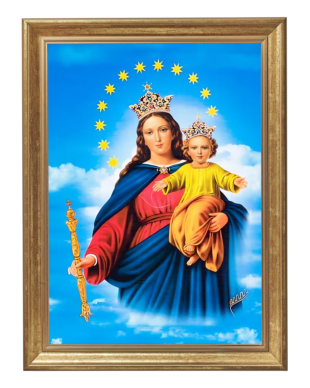 Obraz w rozmiarze 50x70 cm oprawiony w ramę B. Szerokość ramy ok. 5 cm.