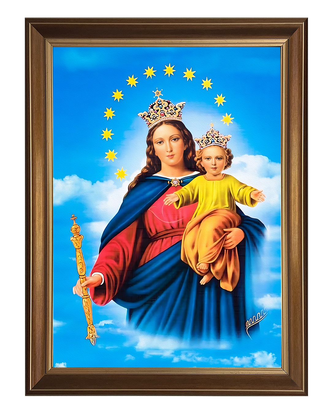 Obraz w rozmiarze 50x70 cm oprawiony w ramę D. Szerokość ramy ok. 5 cm.