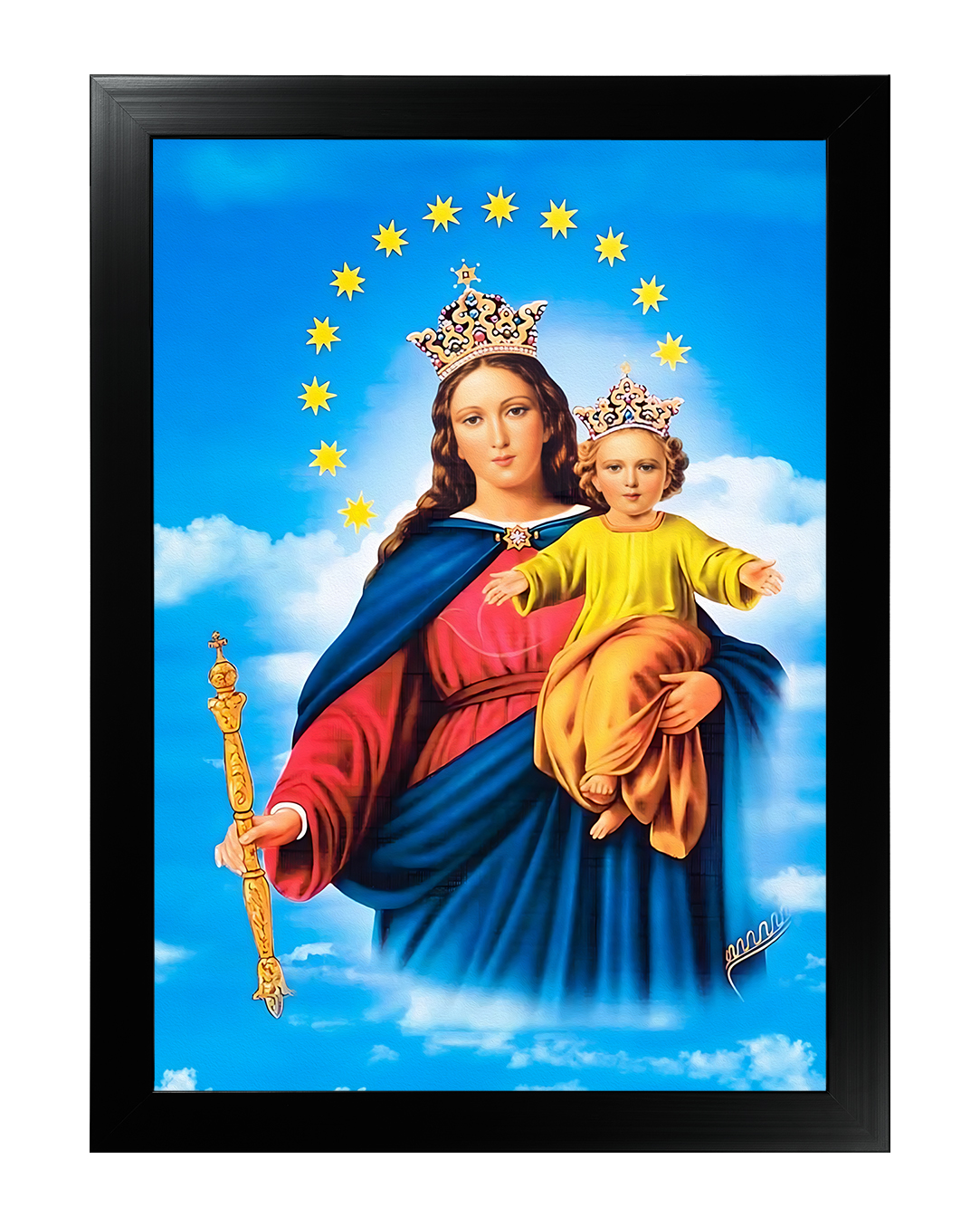 Obraz w rozmiarze 50x70 cm oprawiony w ramę E w kolorze czarnym. Szerokość ramy ok. 4,5 cm.