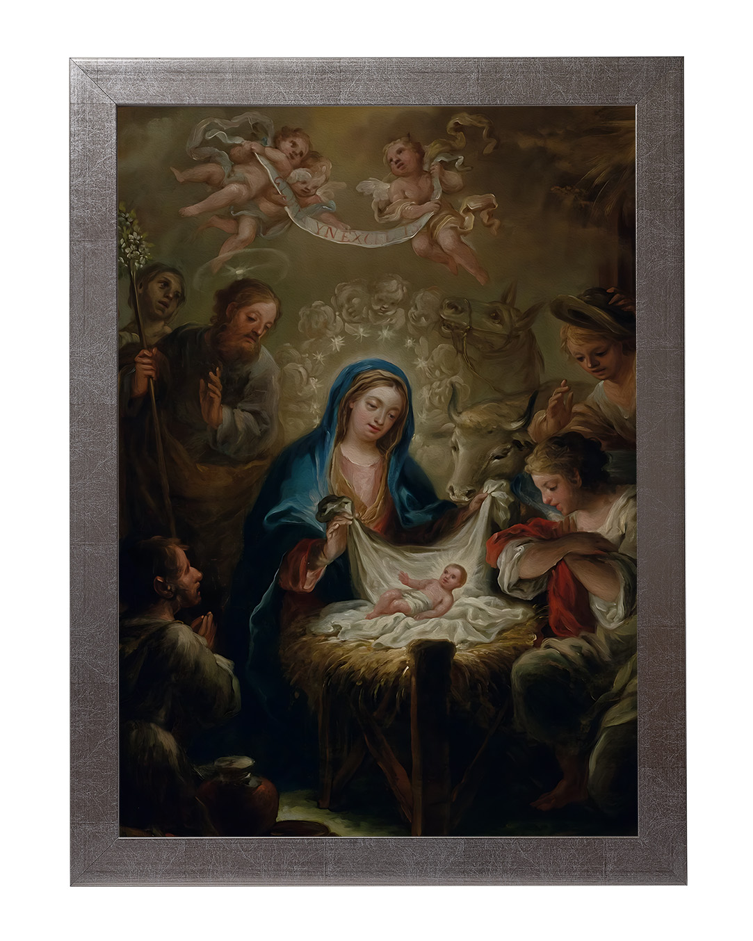 Obraz w rozmiarze 50x70 cm oprawiony w ramę E w kolorze srebrnym. Szerokość ramy: 4,5 cm.