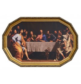 Ostatnia Wieczerza - OWAL - 96x62 cm - Obraz biblijny w ramie ozdobnej G złotej
