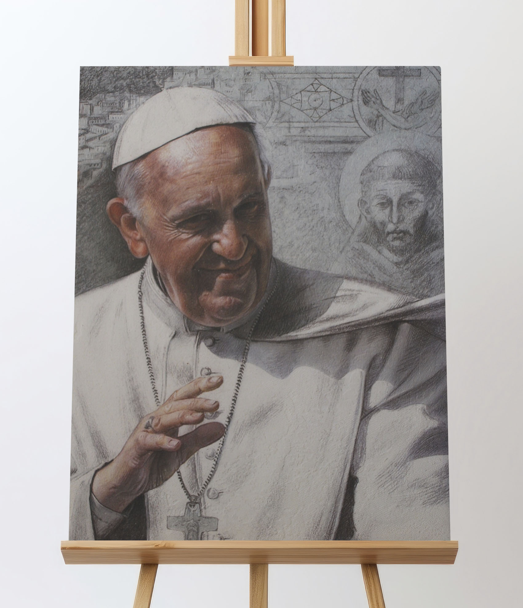 Obraz z wizerunkiem Papieża Franciszka na płótnie.