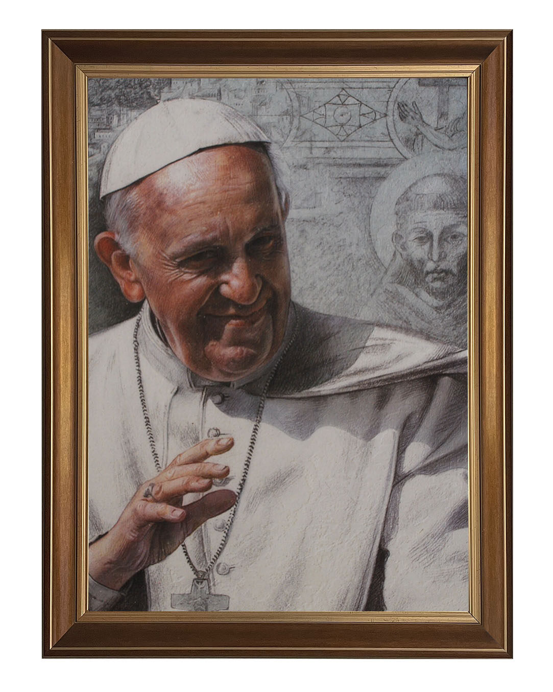 Obraz w rozmiarze 50x70 cm oprawiony w ramę D. Szerokość ramy: 5 cm.