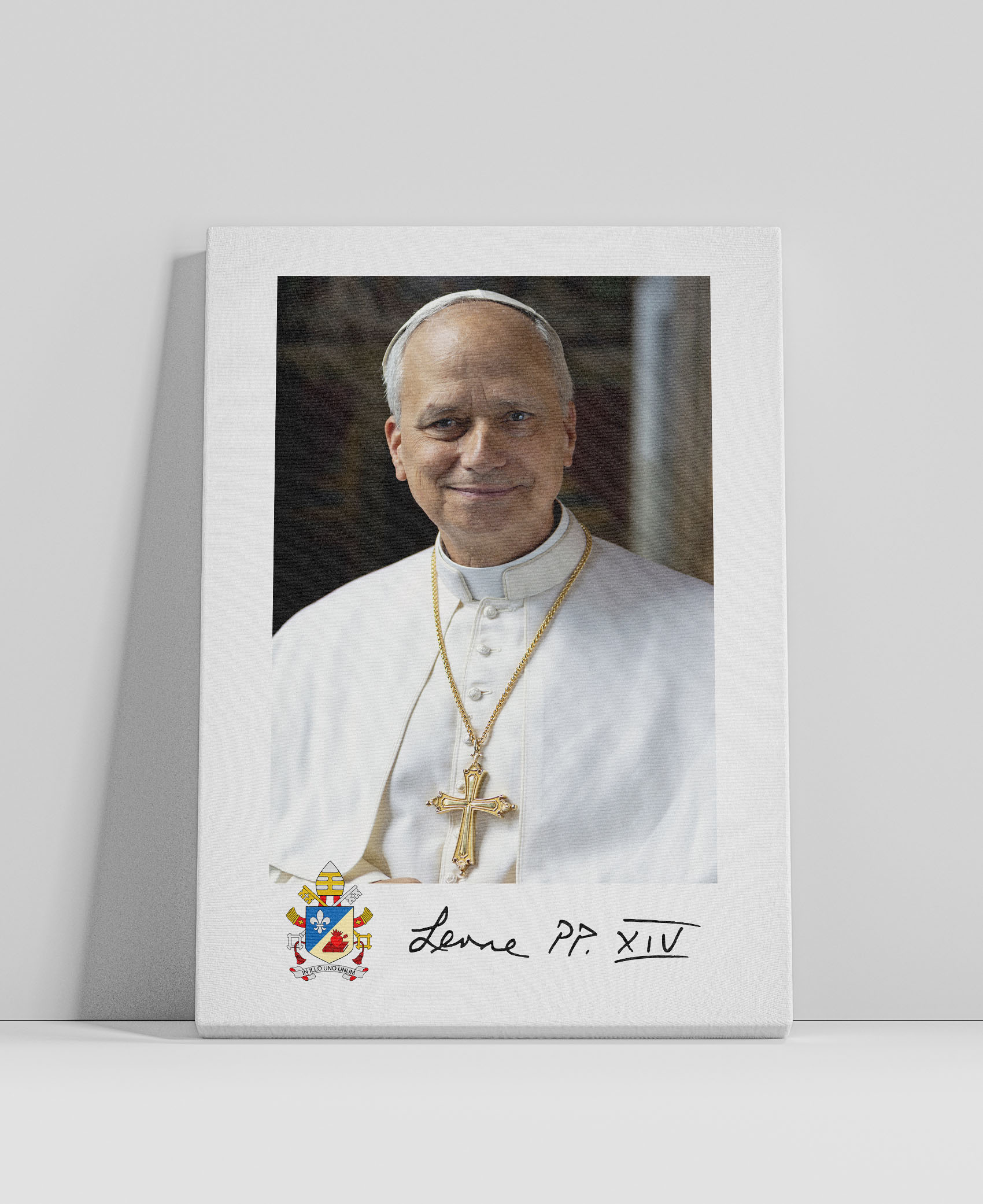 Obraz z wizerunkiem Papieża Leona XIV na płótnie.