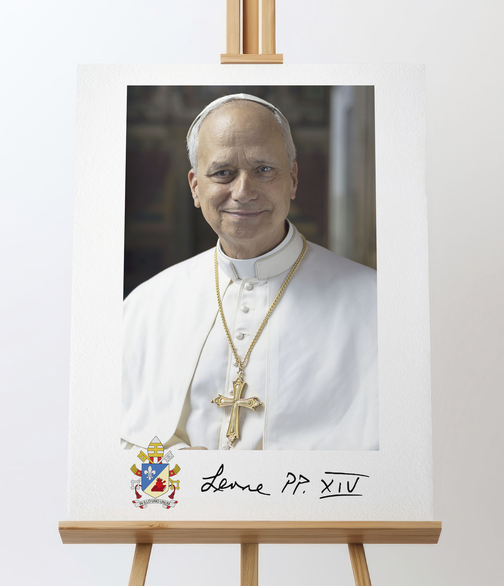 Obraz z wizerunkiem Papieża Leona XIV na płótnie.