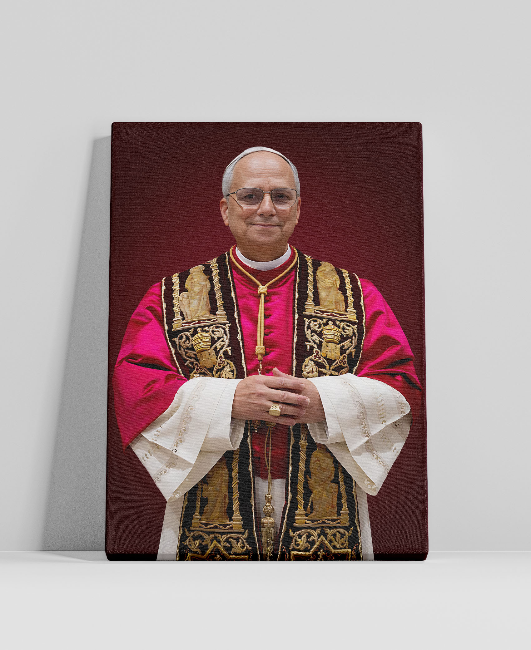 Obraz z wizerunkiem Papieża Leona XIV na płótnie.