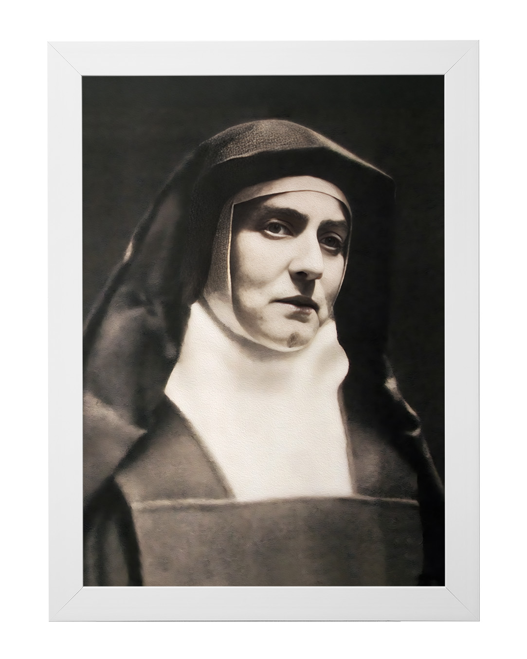 Obraz w rozmiarze 50x70 cm oprawiony w ramę E w kolorze białym. Szerokość ramy: 4,5 cm.