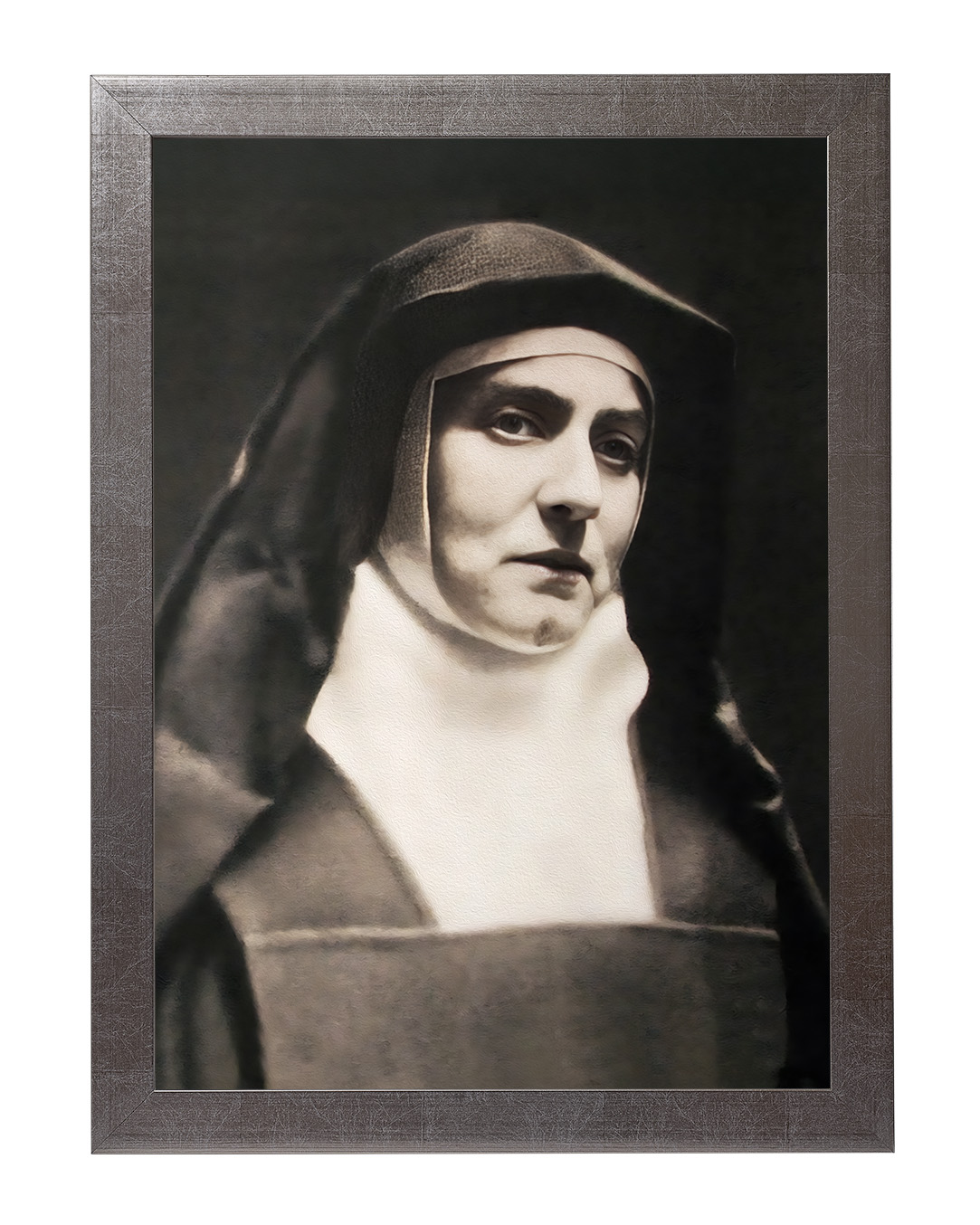 Obraz w rozmiarze 50x70 cm oprawiony w ramę E w kolorze srebrnym. Szerokość ramy: 4,5 cm.