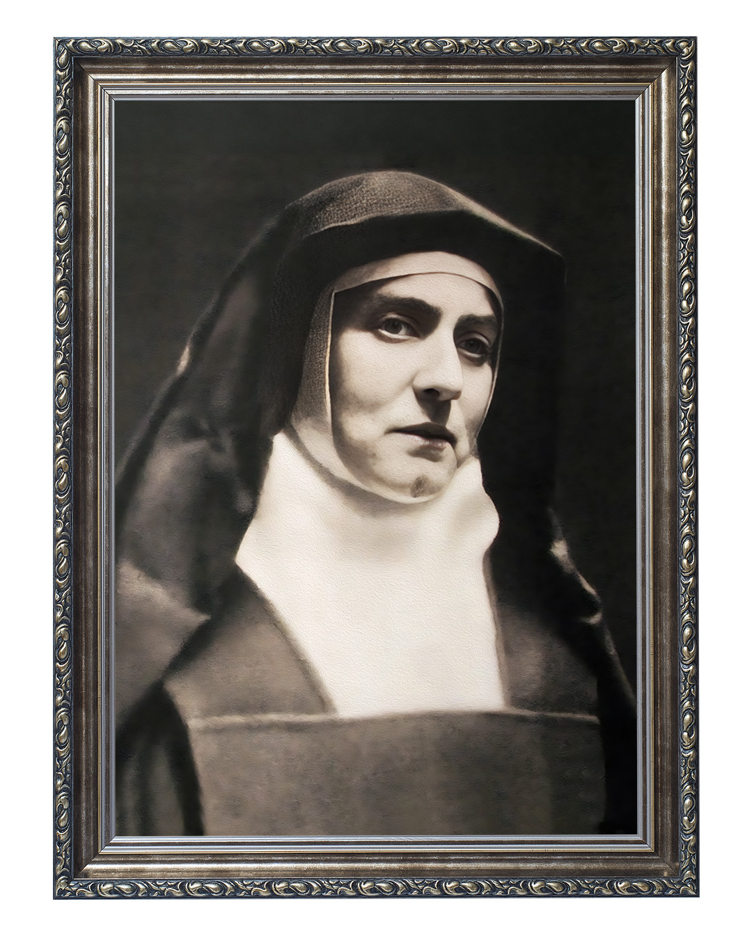 Obraz w rozmiarze 50x70 cm oprawiony w ramę G w kolorze srebrnym. Szerokość ramy: 6 cm.