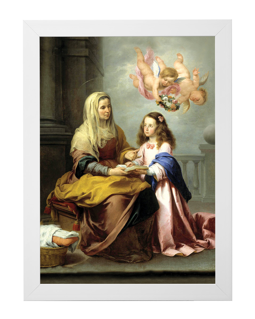 Obraz w rozmiarze 50x70 cm oprawiony w ramę E w kolorze białym. Szerokość ramy: 4,5 cm.