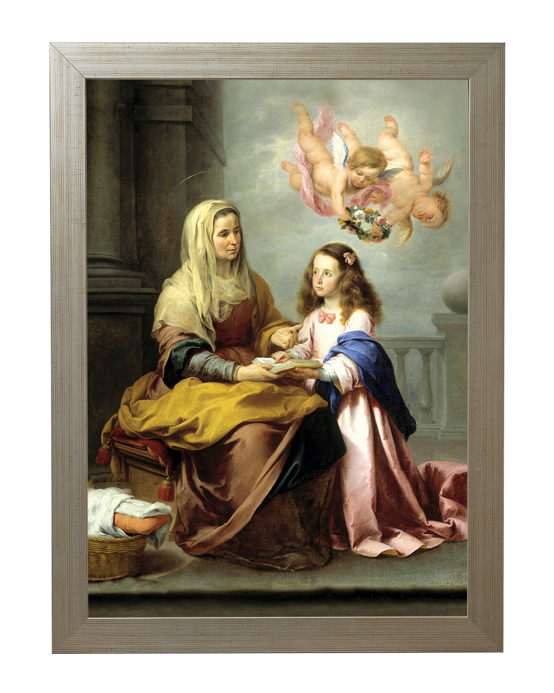 Obraz w rozmiarze 50x70 cm oprawiony w ramę E w kolorze złotym. Szerokość ramy: 4,5 cm.