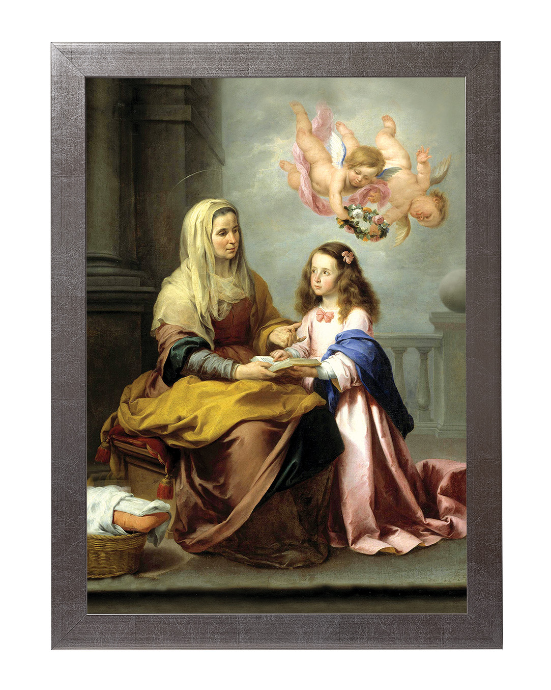 Obraz w rozmiarze 50x70 cm oprawiony w ramę E w kolorze srebrnym. Szerokość ramy: 4,5 cm.