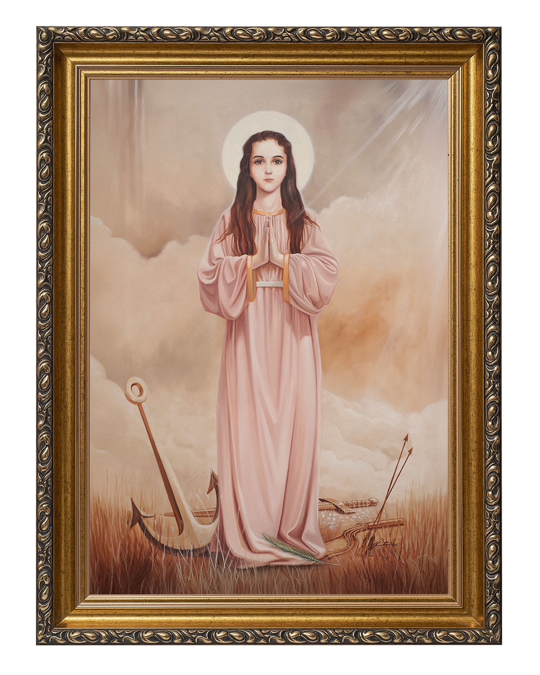 Obraz w rozmiarze 50x70 cm oprawiony w ramę G w kolorze złotym. Szerokość ramy: 6 cm.