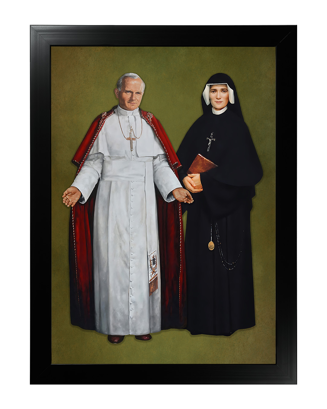 Obraz w rozmiarze 50x70 cm oprawiony w ramę E w kolorze czarnym. Szerokość ramy ok. 4,5 cm.