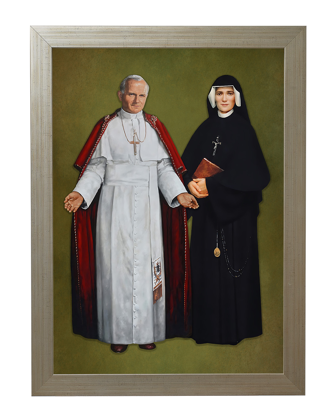 Obraz w rozmiarze 50x70 cm oprawiony w ramę E w kolorze złotym. Szerokość ramy ok. 4,5 cm.