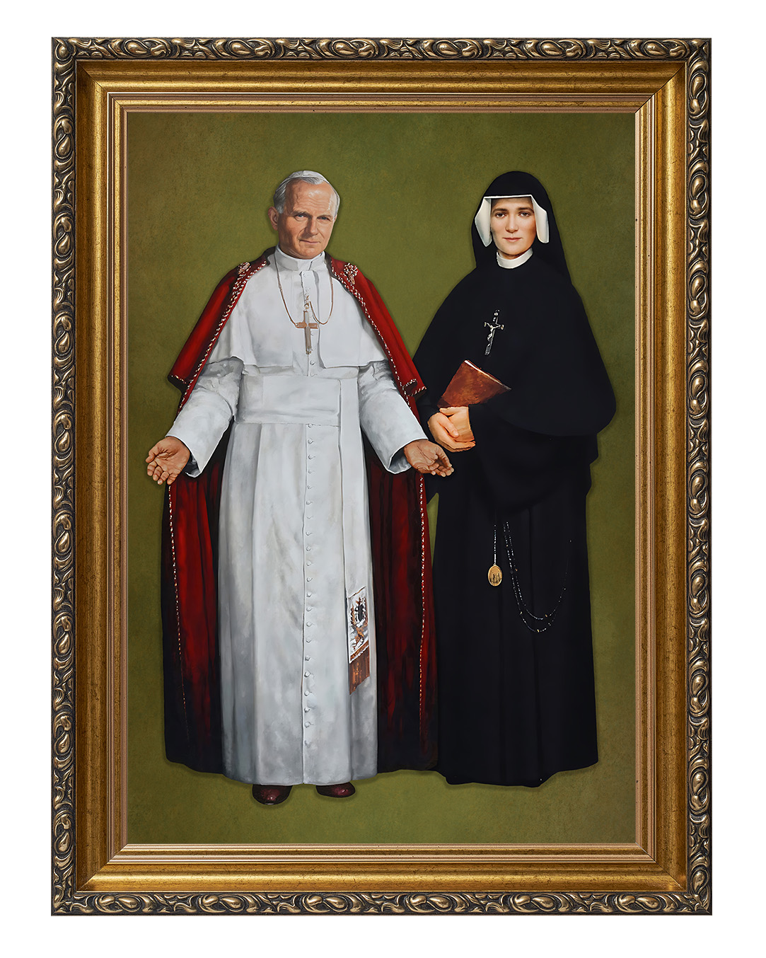 Obraz w rozmiarze 50x70 cm oprawiony w ramę G w kolorze złotym. Szerokość ramy ok. 6 cm.