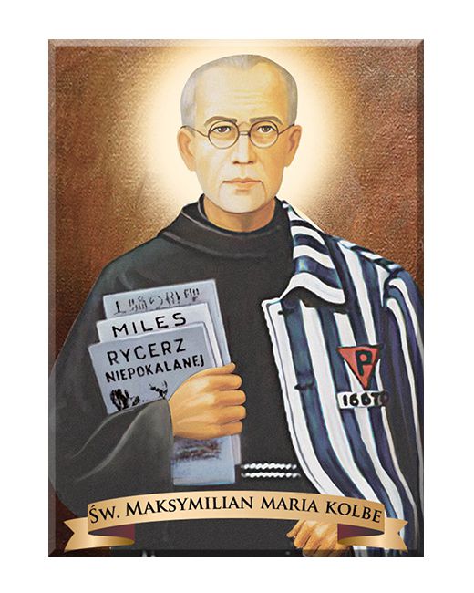 Święty Maksymilian Maria Kolbe - 10 - Napis - Obraz religijny