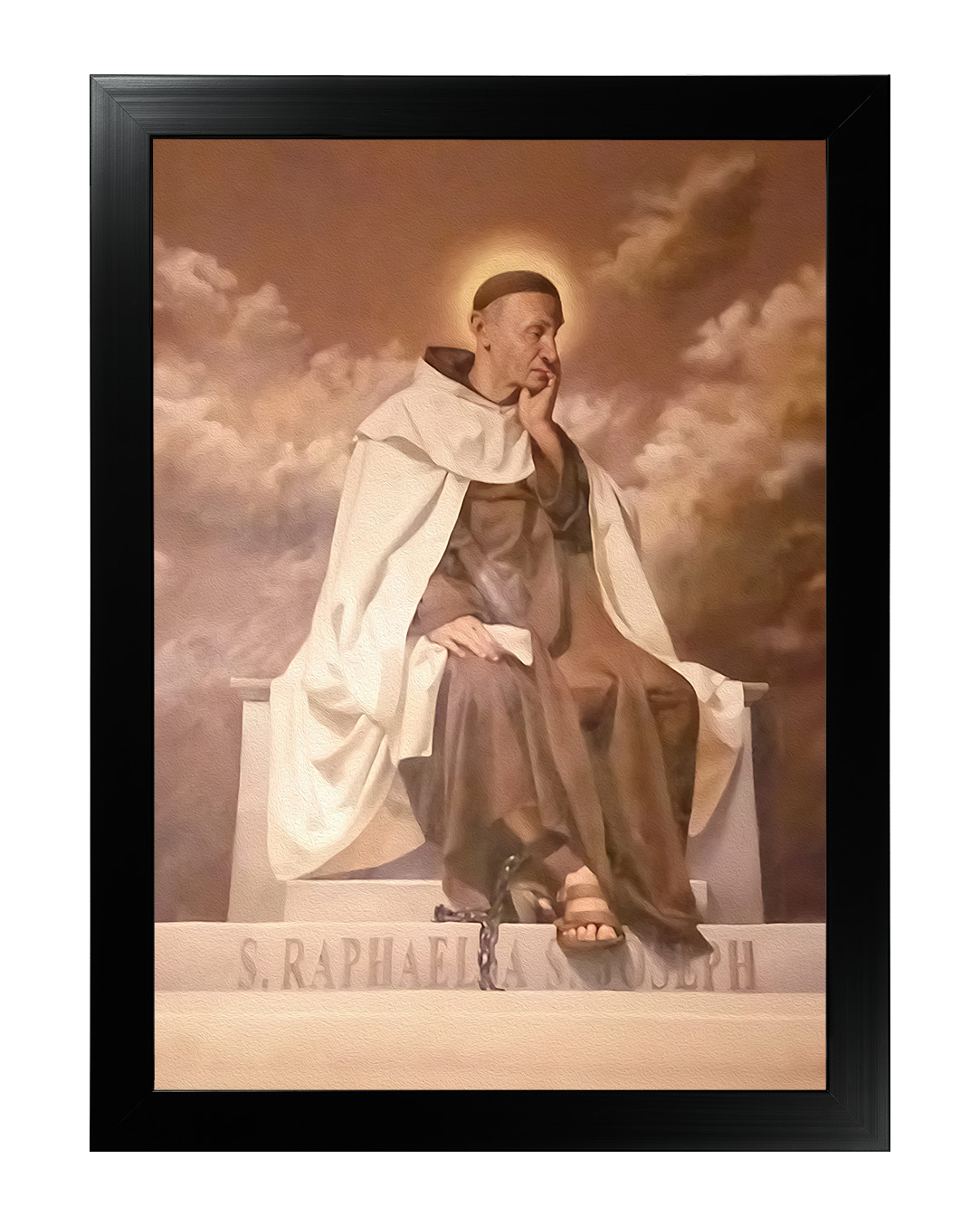 Obraz w rozmiarze 50x70 cm oprawiony w ramę E w kolorze czarnym. Szerokość ramy ok. 4,5 cm.