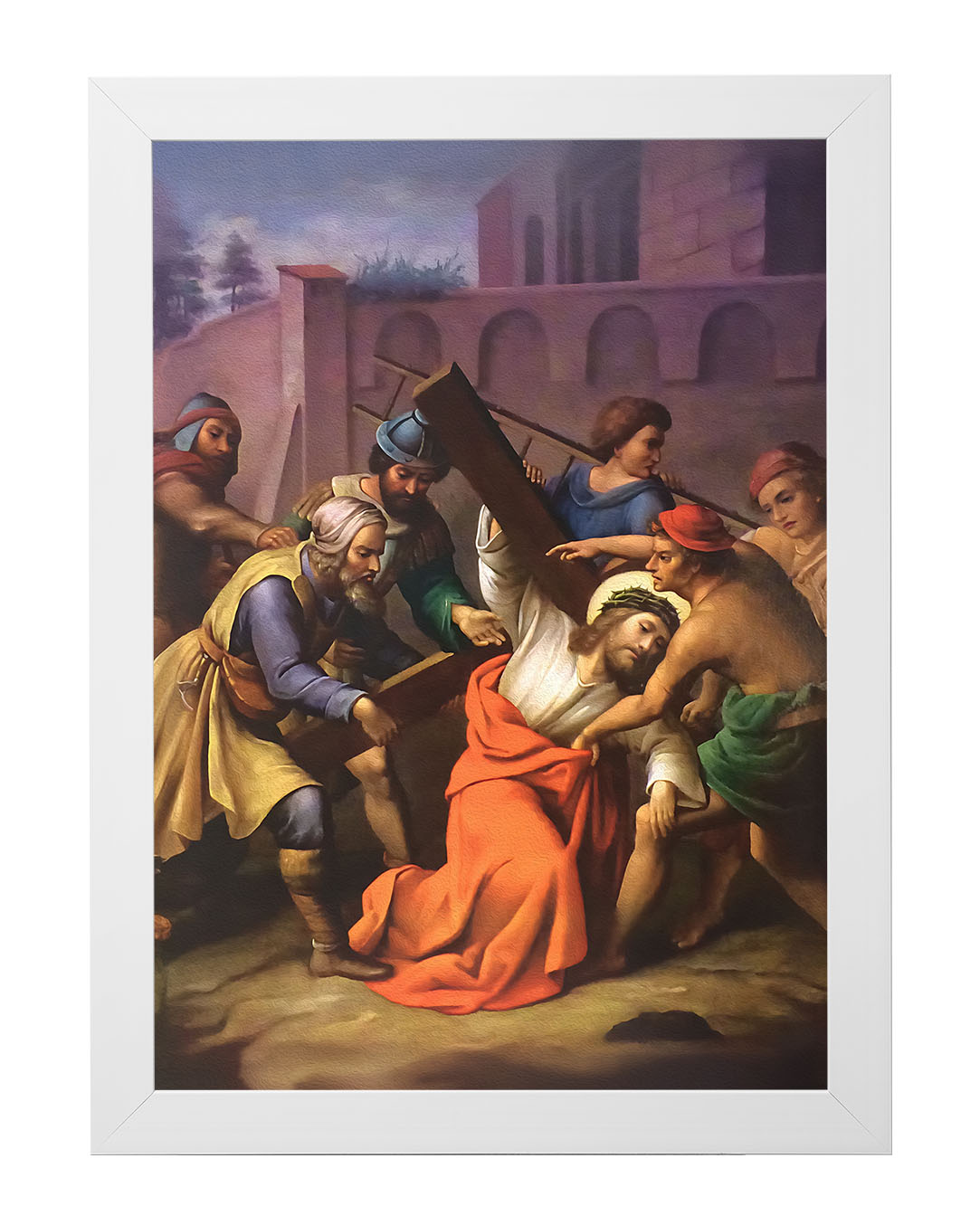 Obraz w rozmiarze 50x70 cm oprawiony w ramę E w kolorze białym. Szerokość ramy: 4,5 cm.