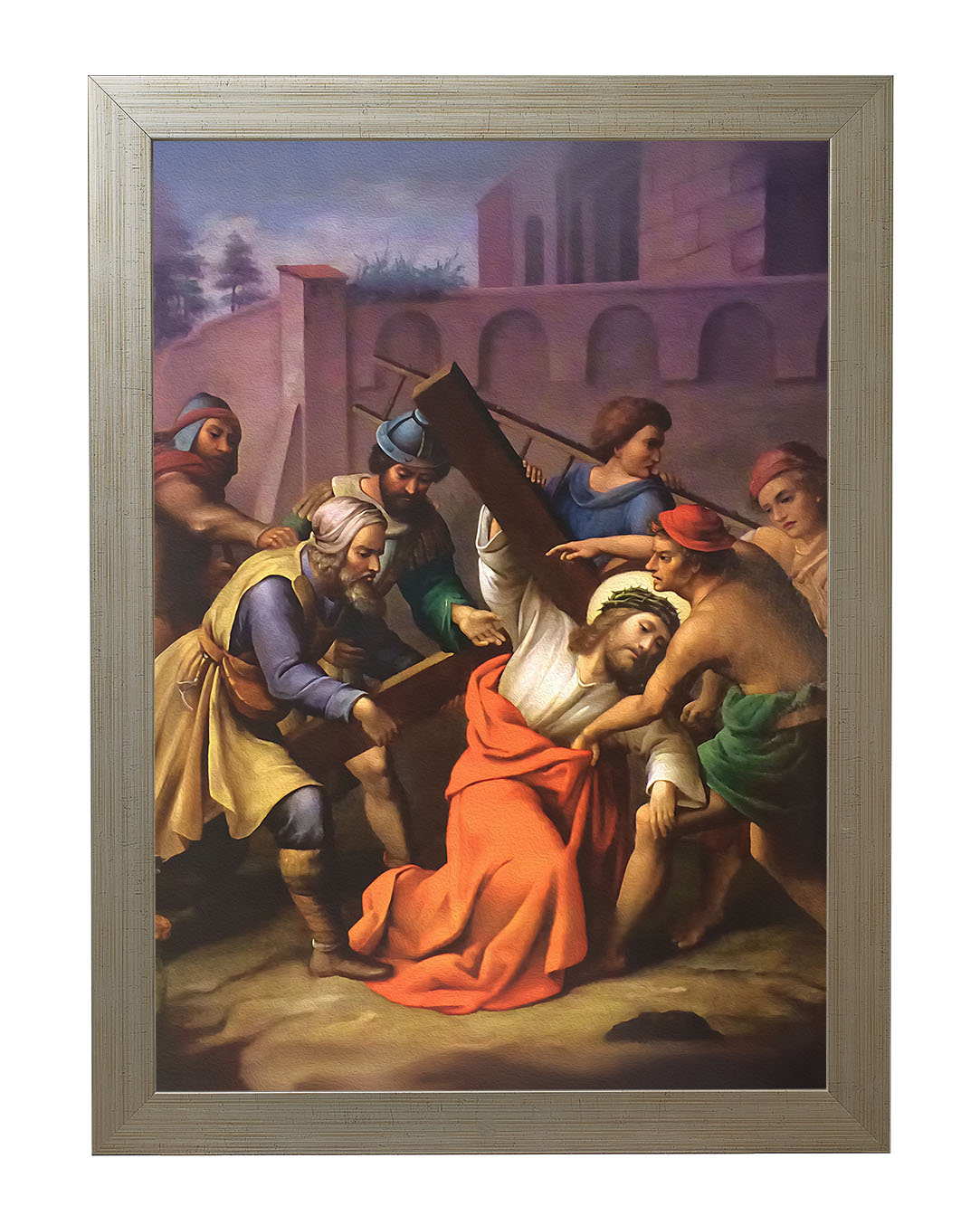 Obraz w rozmiarze 50x70 cm oprawiony w ramę E w kolorze złotym. Szerokość ramy: 4,5 cm.