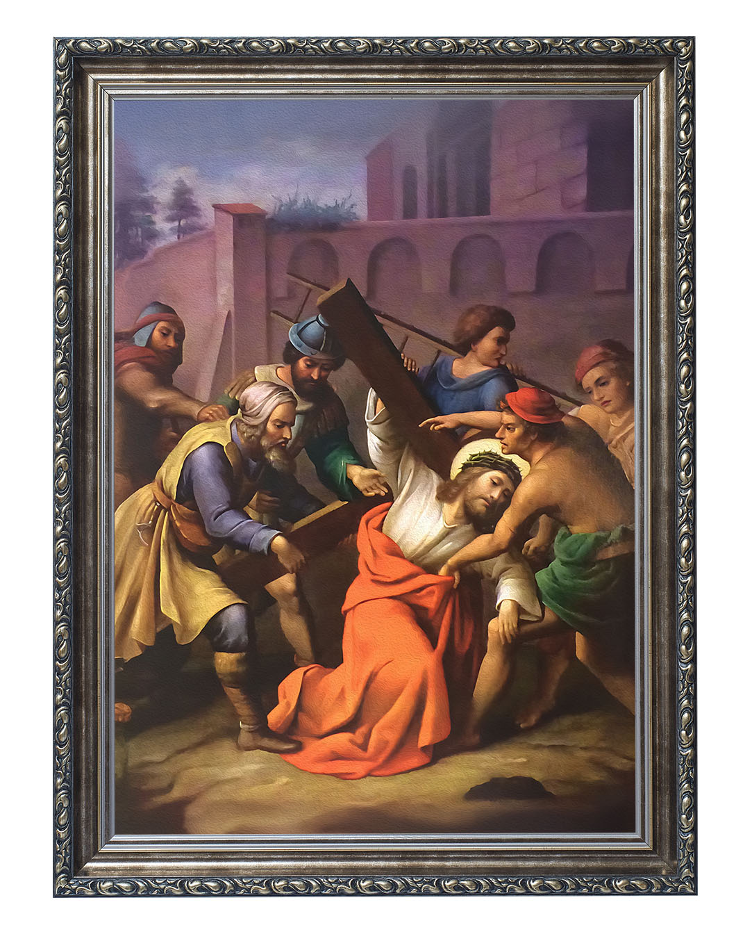 Obraz w rozmiarze 50x70 cm oprawiony w ramę G w kolorze srebrnym. Szerokość ramy: 6 cm.