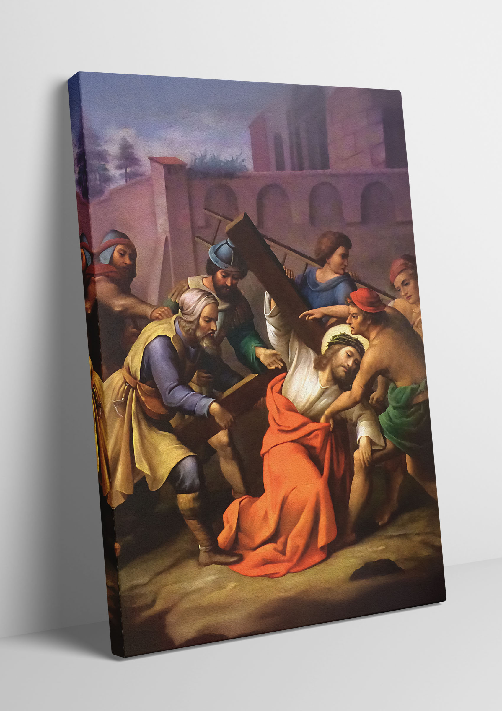 Obraz przedstawiający V stację drogi krzyżowej na płótnie.