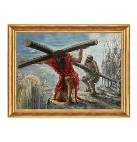 Szymon pomaga nieść krzyż Jezusowi - Stacja V - Kowno, Litwa